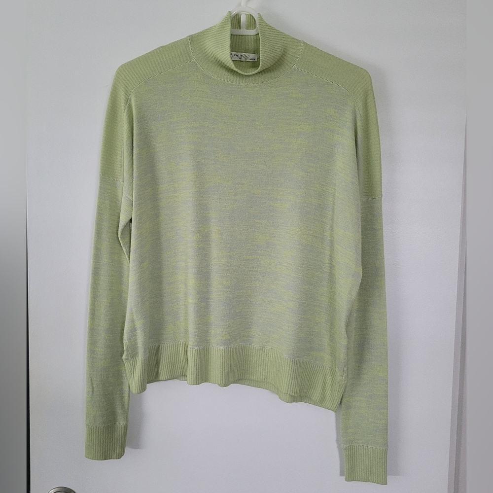 Rag Bone Sweater Womens XXS Lime Green Turtleneck Heathered Stretchy Preppy